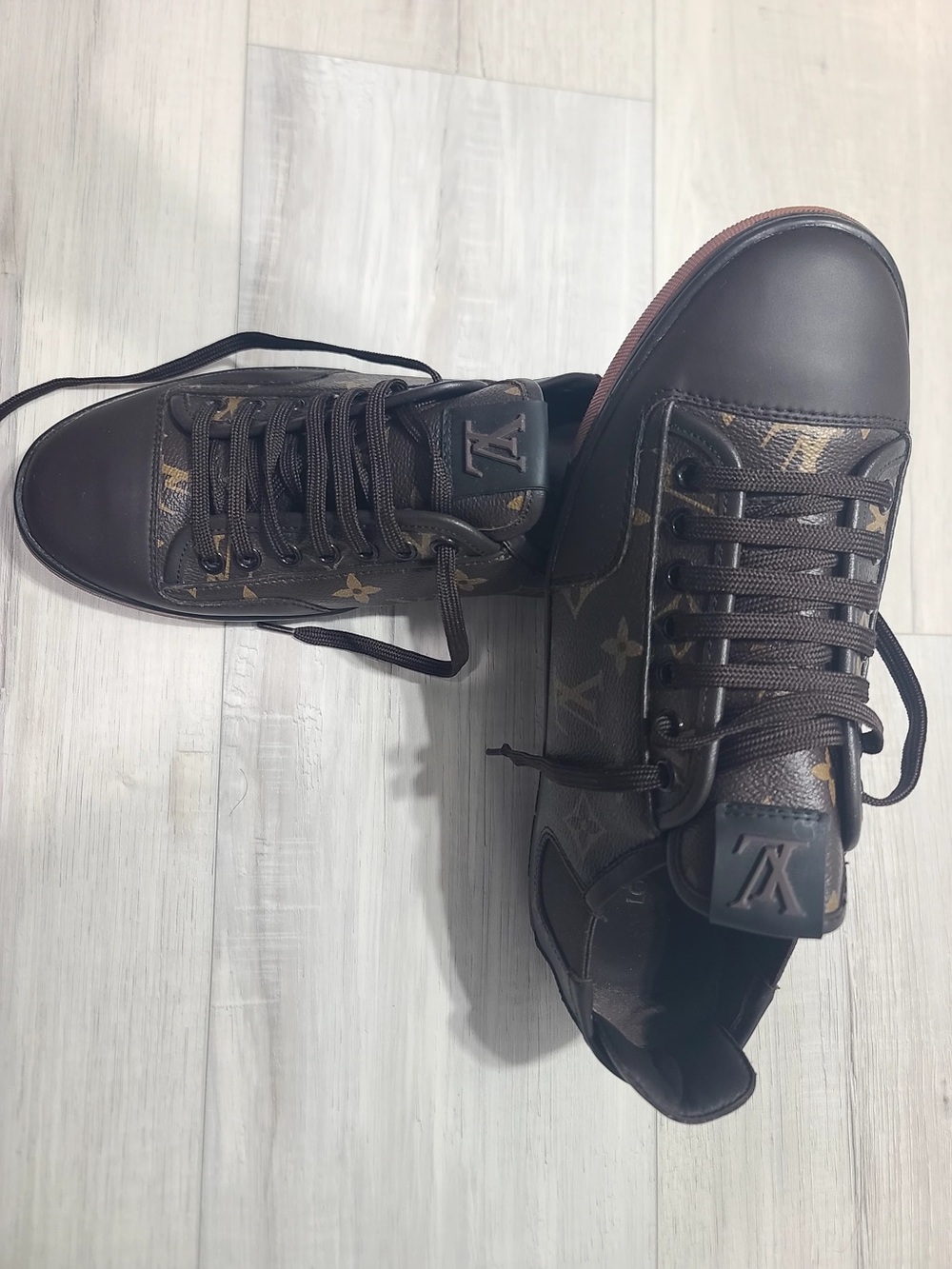 Louis Vuitton Dark Brown Monogram High-Top Sneakers
